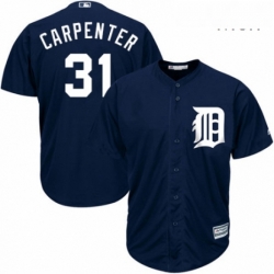 Mens Majestic Detroit Tigers 31 Ryan Carpenter Replica Navy Blue Alternate Cool Base MLB Jersey 