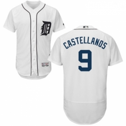 Mens Majestic Detroit Tigers 9 Nick Castellanos White Home Flex Base Authentic Collection MLB Jersey