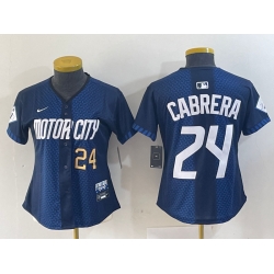 Women Detroit Tigers 24 Miguel Cabrera 2024 Navy City Connect Cool Base Limited Stitched Baseball Jersey 004