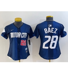 Women Detroit Tigers 28 Javier Baez 2024 Navy City Connect Cool Base Limited Stitched Baseball Jersey 2