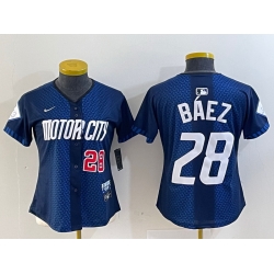Women Detroit Tigers 28 Javier Baez 2024 Navy City Connect Cool Base Limited Stitched Baseball Jersey 2