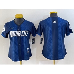 Women Detroit Tigers Blank 2024 Navy City Connect Cool Base Limited Stitched Baseball Jersey