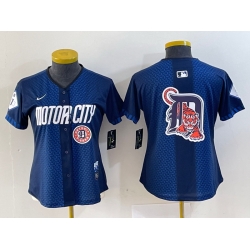 Women Detroit Tigers Team Big Logo 2024 Navy City Connect Cool Base Limited Stitched Baseball Jersey 1