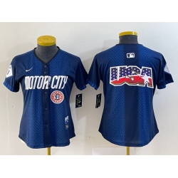 Women Detroit Tigers Team Big Logo 2024 Navy City Connect Cool Base Limited Stitched Baseball Jersey 3