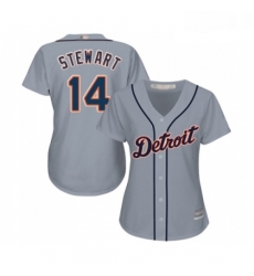 Womens Detroit Tigers 14 Christin Stewart Replica Grey Road Cool Base Baseball Jersey 