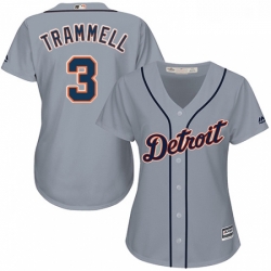 Womens Majestic Detroit Tigers 3 Alan Trammell Authentic Grey Road Cool Base MLB Jersey