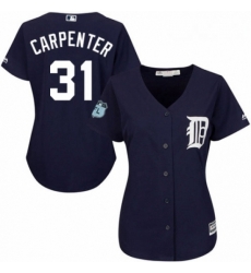 Womens Majestic Detroit Tigers 31 Ryan Carpenter Authentic Navy Blue Alternate Cool Base MLB Jersey 