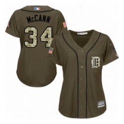 Womens Majestic Detroit Tigers 34 James McCann Replica Green Salute to Service MLB Jersey