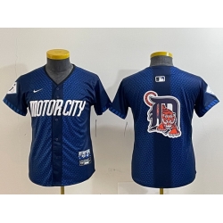 Youth Detroit Tigers Team Big Logo 2024 Navy City Connect Cool Base Limited Stitched jerseys 4
