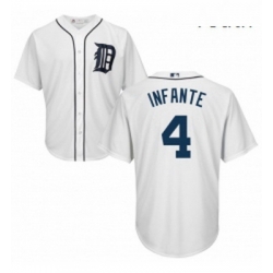 Youth Majestic Detroit Tigers 4 Omar Infante Authentic White Home Cool Base MLB Jersey