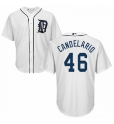 Youth Majestic Detroit Tigers 46 Jeimer Candelario Replica White Home Cool Base MLB Jersey 