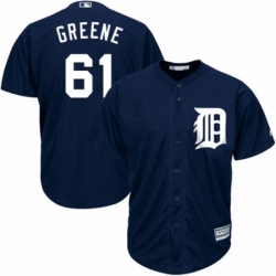 Youth Majestic Detroit Tigers 61 Shane Greene Authentic Navy Blue Alternate Cool Base MLB Jersey 