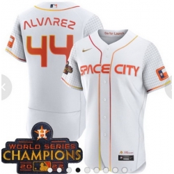 2023 Men Astros Space City 44 Yordan Alvarez White Champions Flexbase Jersey