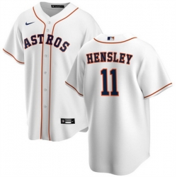 Men Houston Astros 11 David Hensley White Cool Base Stitched Baseball Jersey