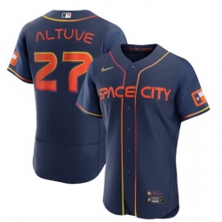 Men Houston Astros 27 Jose Altuve 2022 Navy City Connect Flex Base Stitched Baseball jersey