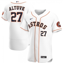 Men Houston Astros 27 Jose Altuve Men Nike White Home 2020 Flex Base Player MLB Jersey