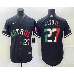 Men Houston Astros 27 Jose Altuve Number Mexico Black Cool Base Stitched Baseball Jersey