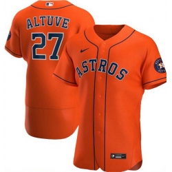 Men Houston Astros 27 Jose Altuve Orange Flex Base Stitched Jersey