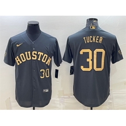 Men Houston Astros 30 Kyle Tucker 2022 All Star Charcoal Cool Base Stitched Baseball Jersey