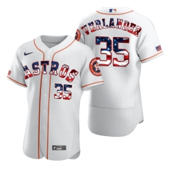 Men Houston Astros 35 Justin Verlander Men Nike White Fluttering USA Flag Limited Edition Flex Base MLB Jersey