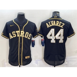 Men Houston Astros 44 Yordan Alvarez Black Gold Flex Base Stitched Jersey