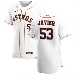 Men Houston Astros 53 Cristian Javier Men Nike White Home 2020 Flex Base Player MLB Jersey