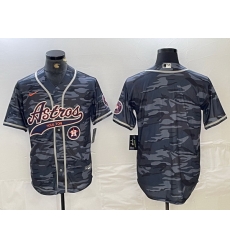 Men Houston Astros Blank Gray Camo With Patch Cool Base Stitched Baseball Jersey 7