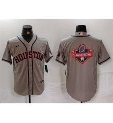 Men Houston Astros Gray Team Big Logo With Patch Cool Base Stitched Baseball Jersey 1