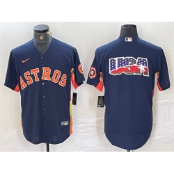 Men Houston Astros Navy Team Big Logo With Patch Cool Base Stitched Baseball Jersey