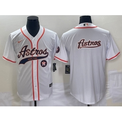 Men's Houston Astros White Team Big Logo Cool Base Stitched Baseball Jersey2