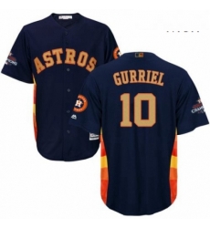 Mens Majestic Houston Astros 10 Yuli Gurriel Replica Navy Blue Alternate 2018 Gold Program Cool Base MLB Jersey 