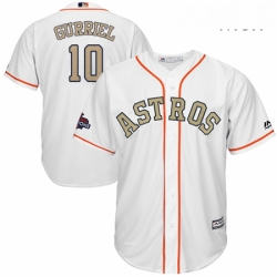 Mens Majestic Houston Astros 10 Yuli Gurriel Replica White 2018 Gold Program Cool Base MLB Jersey 