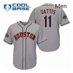 Mens Majestic Houston Astros 11 Evan Gattis Replica Grey Road 2017 World Series Champions Cool Base MLB Jersey