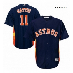 Mens Majestic Houston Astros 11 Evan Gattis Replica Navy Blue Alternate Cool Base MLB Jersey