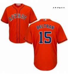 Mens Majestic Houston Astros 15 Carlos Beltran Replica Orange Alternate Cool Base MLB Jersey