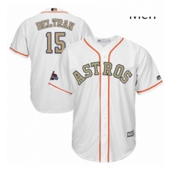 Mens Majestic Houston Astros 15 Carlos Beltran Replica White 2018 Gold Program Cool Base MLB Jersey