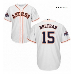 Mens Majestic Houston Astros 15 Carlos Beltran Replica White Home 2017 World Series Champions Cool Base MLB Jersey