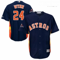 Mens Majestic Houston Astros 24 Jimmy Wynn Replica Navy Blue Alternate 2017 World Series Champions Cool Base MLB Jersey 