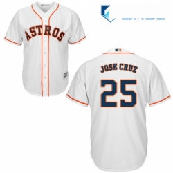 Mens Majestic Houston Astros 25 Jose Cruz Jr Replica White Home Cool Base MLB Jersey