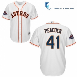 Mens Majestic Houston Astros 41 Brad Peacock Replica White Home 2017 World Series Champions Cool Base MLB Jersey 