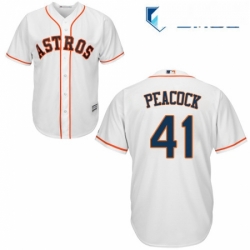 Mens Majestic Houston Astros 41 Brad Peacock Replica White Home Cool Base MLB Jersey 