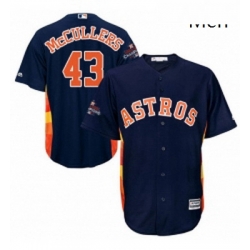 Mens Majestic Houston Astros 43 Lance McCullers Replica Navy Blue Alternate 2017 World Series Champions Cool Base MLB Jersey