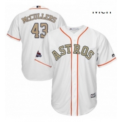 Mens Majestic Houston Astros 43 Lance McCullers Replica White 2018 Gold Program Cool Base MLB Jersey