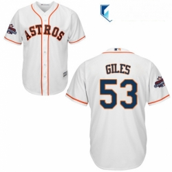 Mens Majestic Houston Astros 53 Ken Giles Replica White Home 2017 World Series Champions Cool Base MLB Jersey 