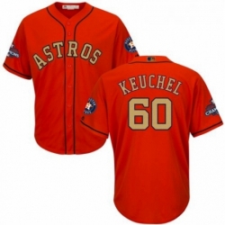 Mens Majestic Houston Astros 60 Dallas Keuchel Replica Orange Alternate 2018 Gold Program Cool Base MLB Jersey