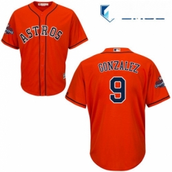 Mens Majestic Houston Astros 9 Marwin Gonzalez Replica Orange Alternate 2017 World Series Champions Cool Base MLB Jersey 