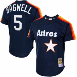 Mens Mitchell and Ness 1988 Houston Astros 5 Jeff Bagwell Replica Navy Blue Throwback MLB Jersey