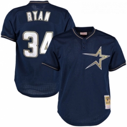 Mens Mitchell and Ness 1997 Houston Astros 34 Nolan Ryan Authentic Navy Blue Throwback MLB Jersey