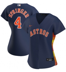 Houston Astros 4 George Springer Nike Women Alternate 2020 MLB Player Jersey Navy