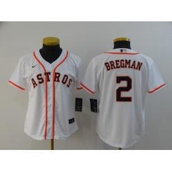 Women Astros 2 Alex Bregman White Women 2020 Nike Cool Base Jersey